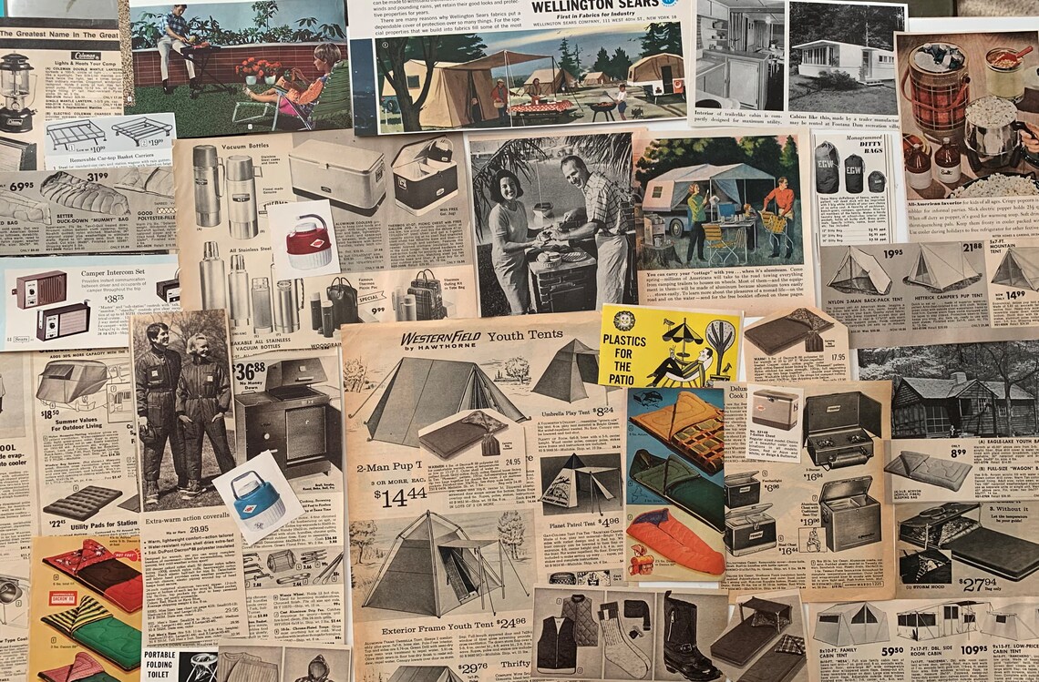 Vintage CAMPING Ephemera Collage Kit Paper Pack Mid Century Etsy