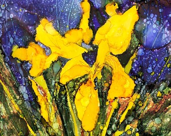 Yellow Irises : Blank Greeting Cards