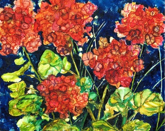 Red Geraniums: Fine Art Print