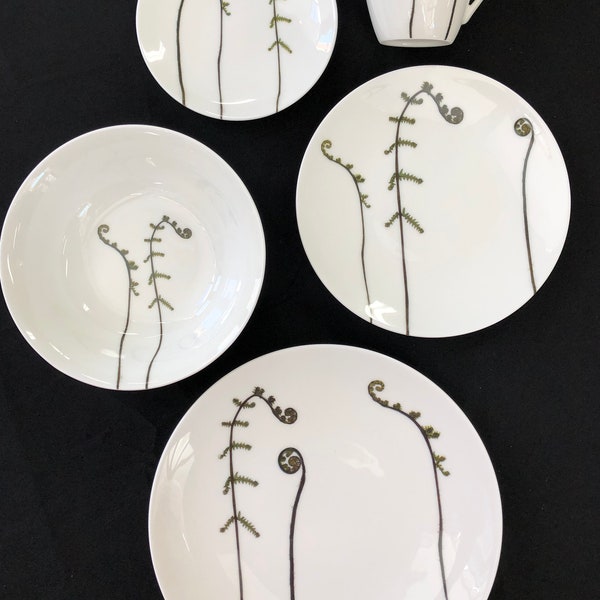 Fiddlehead Fern Porcelain Plates - Pressed Botanical Dishes