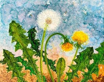 Hello Dandelion: Mixed Media Glossy Art Prints