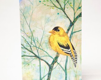 Goldfinch Artist Greeting Card, Blank Greeting Card, Yellow Finch Card, Mothers Day Card