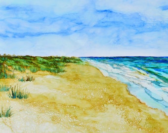 Outer Banks, North Carolina : Fine Art Print from Alcohol Ink Painting