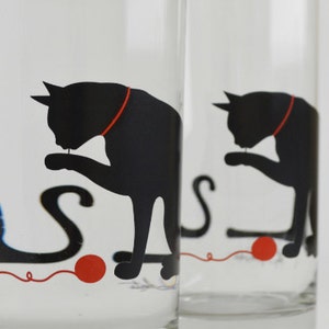 Set of 4 Cat and Yarn Glasses Drinking Glasses, Water Glasses, Cat Glasses, Cat Glassware, Cats, Cat Glass, Cat Lover, Drinkware image 5