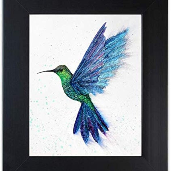 Hummingbird in Flight: Art Prints, Bird Lover Artwork, Gift for Her