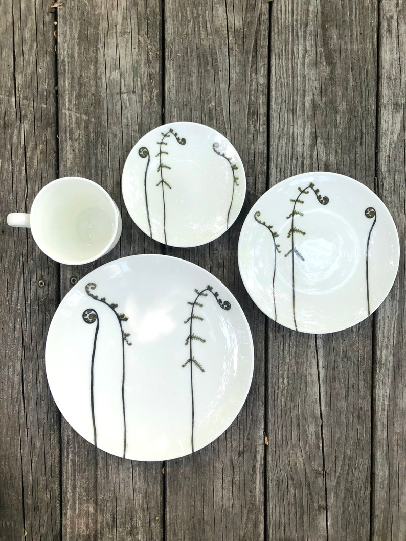 Fiddlehead Fern Porcelain Plates Pressed Botanical Dishes image 5