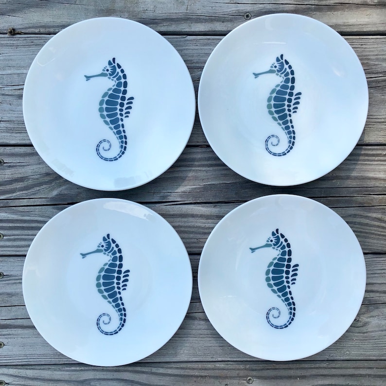 Seahorse plates seahorses beach decor dinner plates | Etsy