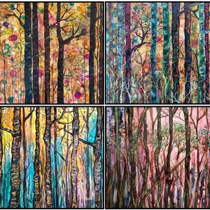 Boxed Gift Set of 4 Forest Art Prints: 5 x 7 Inch Landscape Artwork image 3