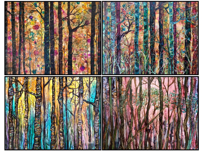 Boxed Gift Set of 4 Forest Art Prints: 5 x 7 Inch Landscape Artwork image 3