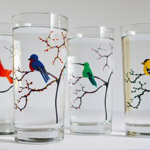 The Four Seasons Bird Glassware 4 Everyday 16 oz Glasses, Cardinal, Hummingbird, Finch and Bluebird Drinking Glasses, The Four Seasons image 9