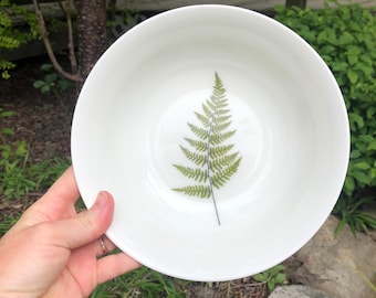 Summer Fern Porcelain Bowls - Pressed Botanical Dishes