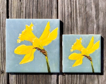 Spring Daffodil Ceramic Tile : Indoor and Outdoor Use, Decorative Tiles