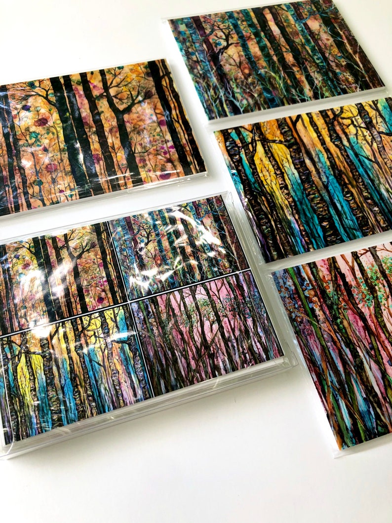 Boxed Gift Set of 4 Forest Art Prints: 5 x 7 Inch Landscape Artwork image 10