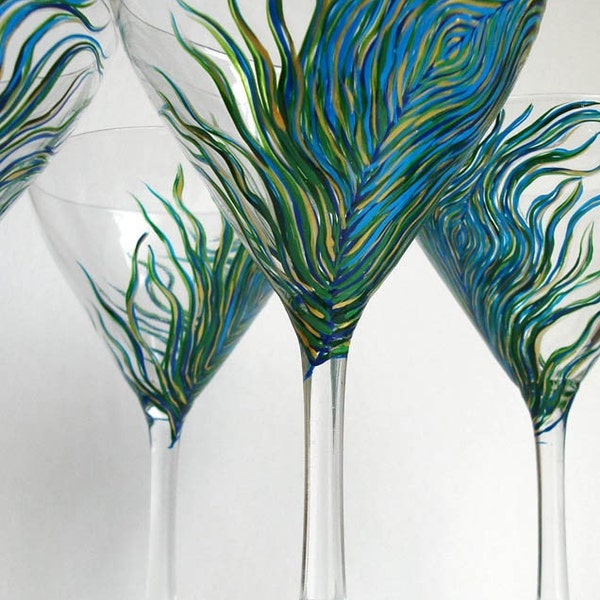 The Peacock set of 4 Martini Glasses