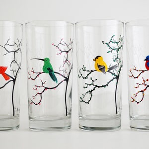 The Four Seasons Bird Glassware 4 Everyday 16 oz Glasses, Cardinal, Hummingbird, Finch and Bluebird Drinking Glasses, The Four Seasons image 3