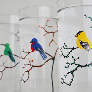 The Four Seasons Bird Glassware 4 Everyday 16 oz Glasses, Cardinal, Hummingbird, Finch and Bluebird Drinking Glasses, The Four Seasons image 8