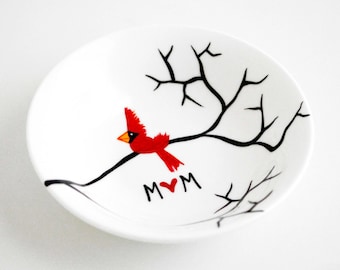 Mother's Day Gift for Her, Ring Dish, Jewelry Dish - Personalized Cardinal Jewelry Dish, FREE SHIPPING