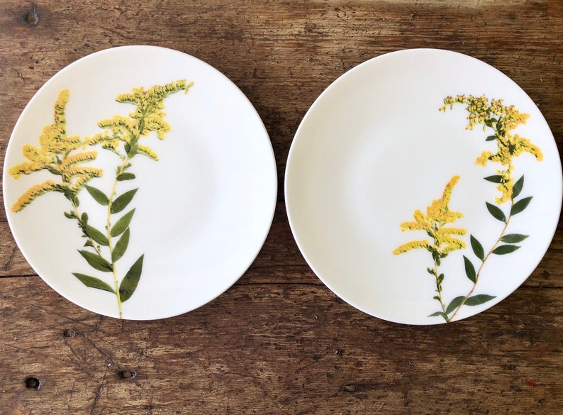 Goldenrod plates yellow flowers dinner plates appetizer Etsy