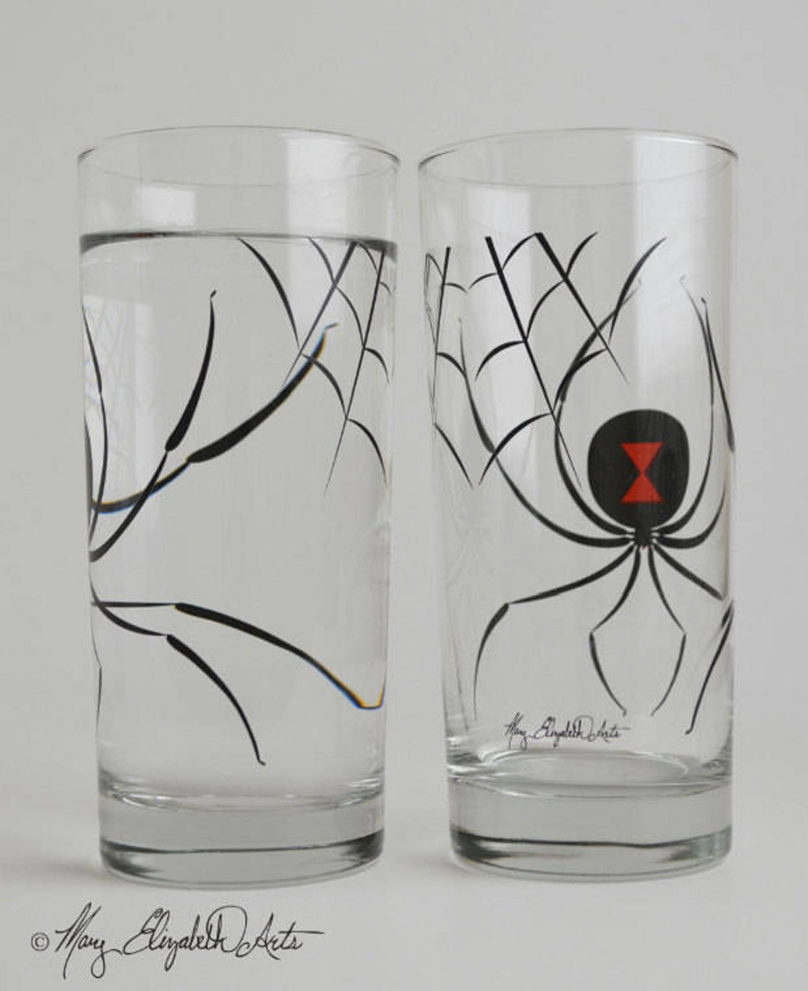 Halloween Glassware Set Black Widow Spider and Sugar Skull Etsy