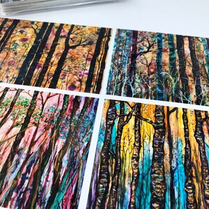 Boxed Gift Set of 4 Forest Art Prints: 5 x 7 Inch Landscape Artwork image 2
