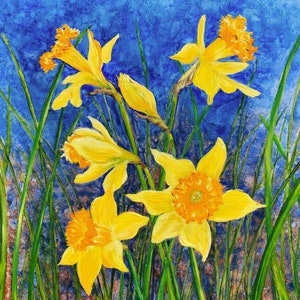 Spring Daffodils - Square Blank Greeting Card