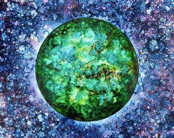 Emerald World : Art Print from Alcohol Ink Artwork