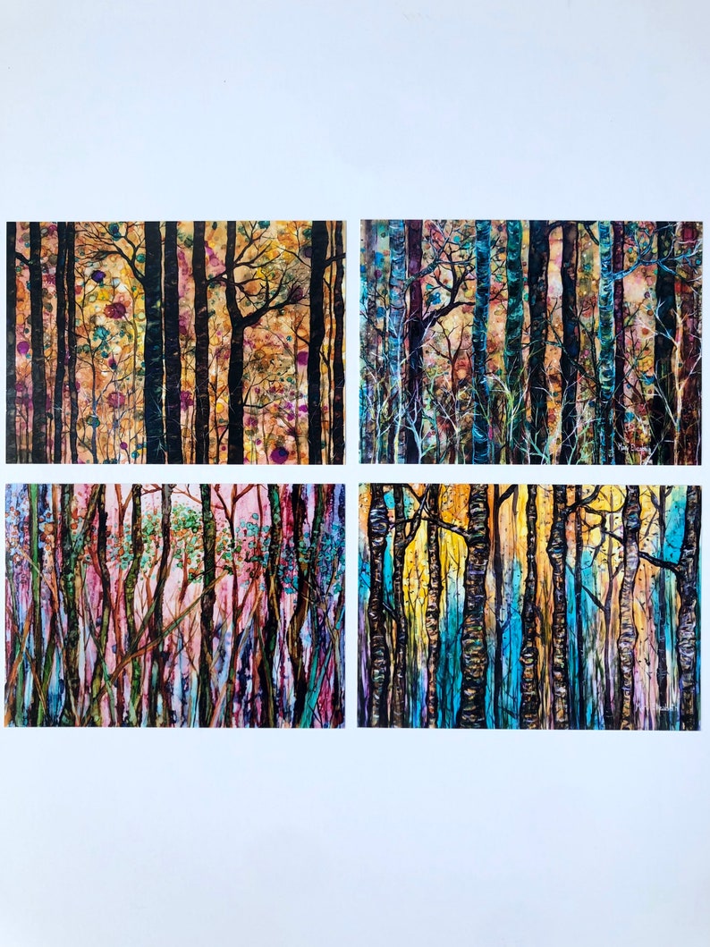 Boxed Gift Set of 4 Forest Art Prints: 5 x 7 Inch Landscape Artwork image 5