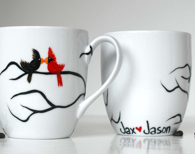 Personalized Love Birds Coffee Mugsset of 2 Etsy