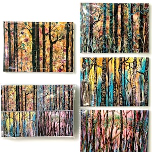 Boxed Gift Set of 4 Forest Art Prints: 5 x 7 Inch Landscape Artwork image 1