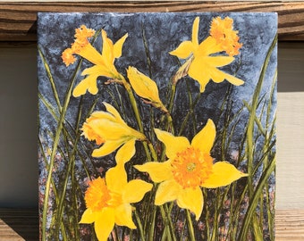 6 Spring Daffodils Ceramic Tile : Indoor and Outdoor Use, Decorative Tiles