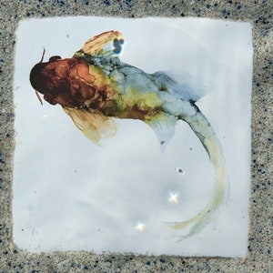 Koi Fish Painting Ceramic Tile: Waterproof Indoor/Outdoor Decor