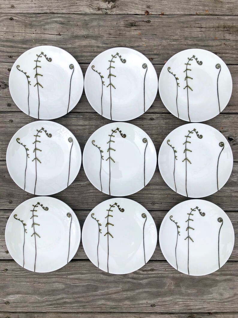 Fiddlehead Fern Porcelain Plates Pressed Botanical Dishes image 8