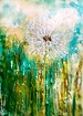 Wish: Dandelion Art Print from Artist Encaustic Painting, Botanical Artwork, Birthday Gift 