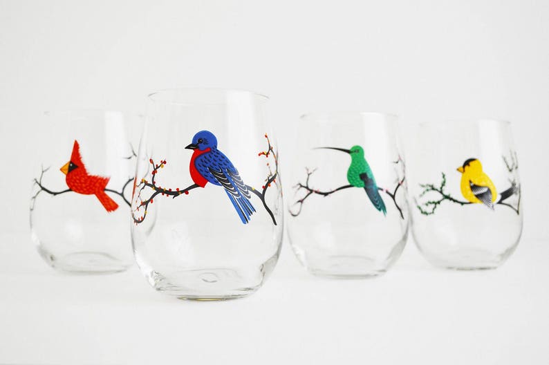 The Four Seasons Bird Glassware 4 Everyday 16 oz Glasses, Cardinal, Hummingbird, Finch and Bluebird Drinking Glasses, The Four Seasons image 10