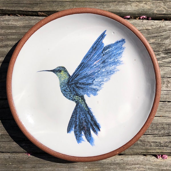Hummingbird Pottery Ring Dish, Jewelry Bowl, Baby Shower Gift, Mother's Day Gift