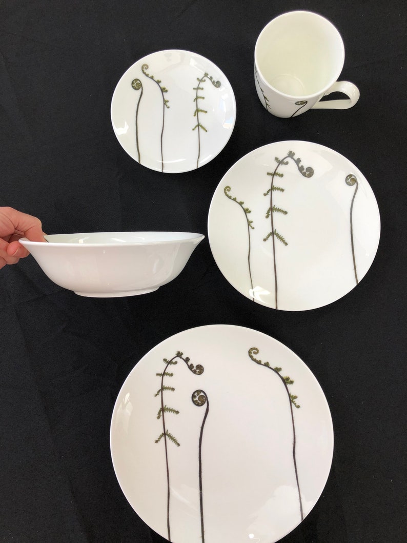 Fiddlehead Fern Porcelain Plates Pressed Botanical Dishes image 2