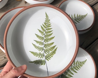 Summer Fern Pottery Bowl 6.5 Inch Handmade Wedding Anniversary Gift