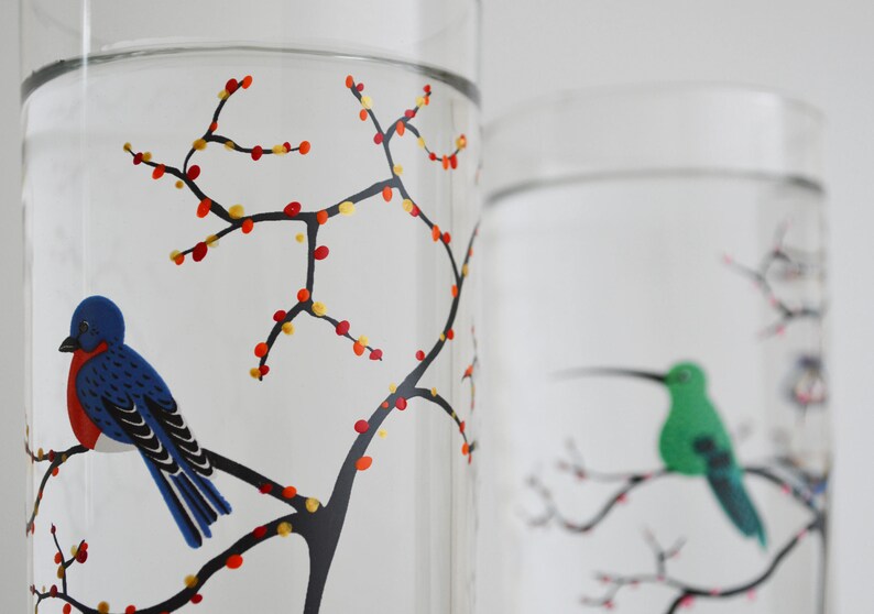 The Four Seasons Bird Glassware 4 Everyday 16 oz Glasses, Cardinal, Hummingbird, Finch and Bluebird Drinking Glasses, The Four Seasons image 7