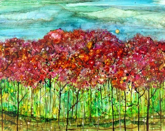 Spring Forest: Fine Art Print from mixed media painting