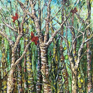 Three Cardinals : Fine Art Blank Greeting Card