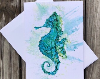Seahorse : Ocean Themed Blank Greeting Card