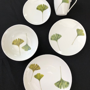 Ginkgo Leaf Porcelain Plates, Bowls and Mugs - Botanical Dishes