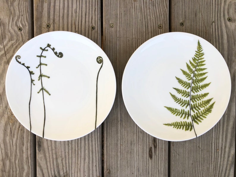 Fiddlehead Fern Porcelain Plates Pressed Botanical Dishes image 9