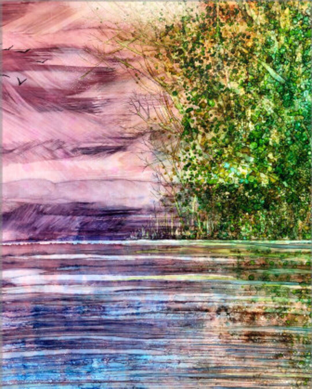 Lakeside Dream: Fine Art Print From Alcohol Ink Painting - Etsy