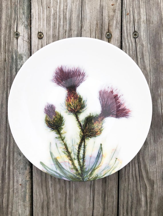 Three Thistles Floral Scottish Dinnerware Artist Made Etsy