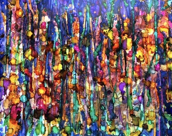 Abstract Forest: Fine Art Print from mixed media painting