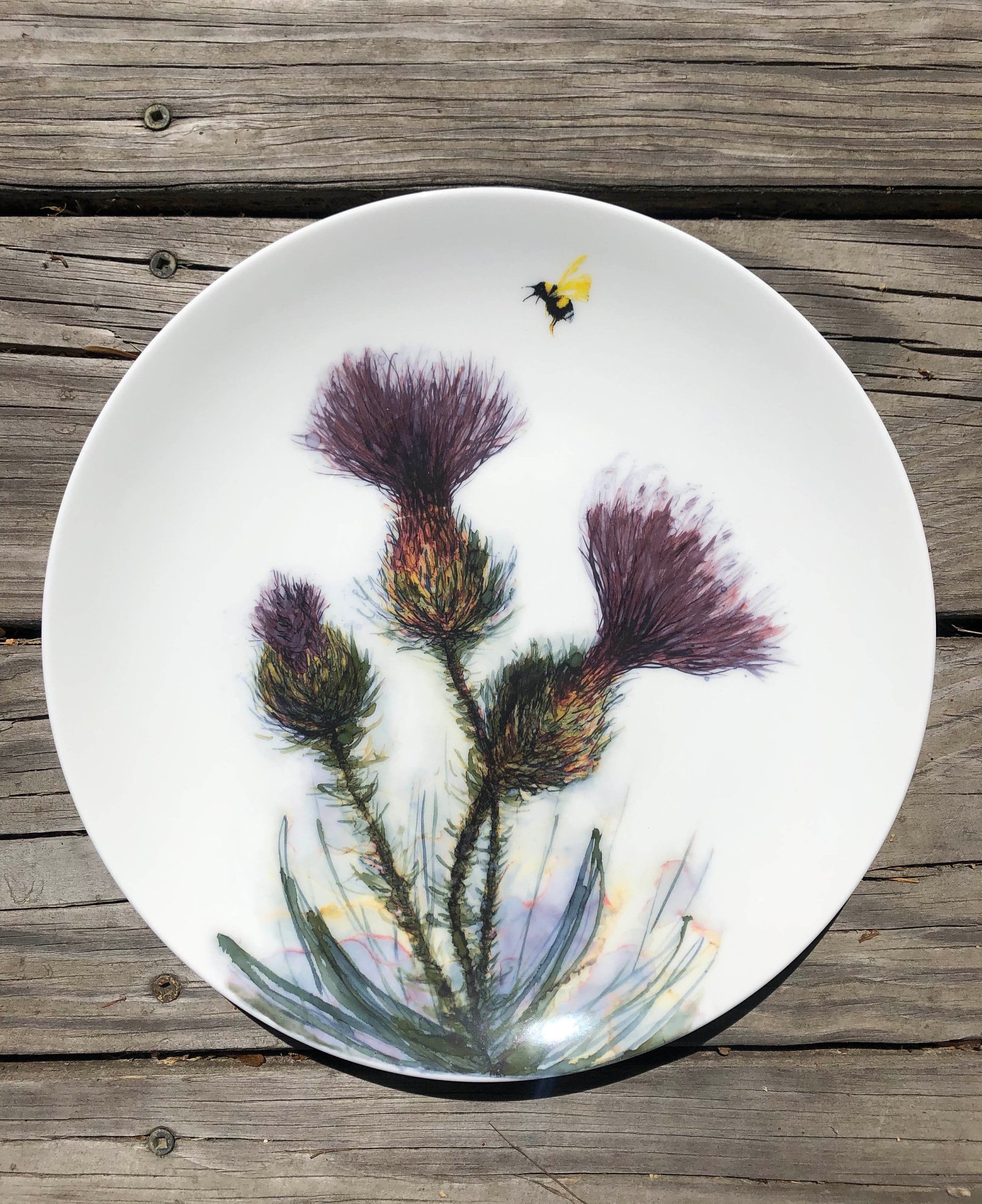 Three Thistles Floral Scottish Dinnerware Artist Made Etsy