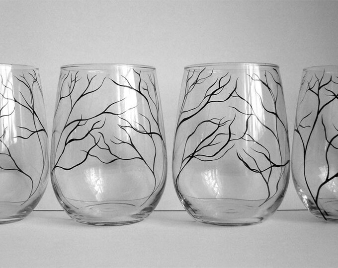 2 Stemless Wine Glasses Etsy