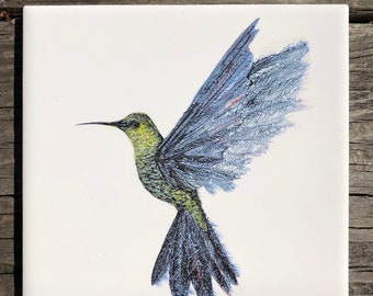 Hummingbird in Flight Ceramic Tiles : Indoor and Outdoor Use, Decorative Tiles