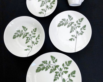 Queen Anne's Lace Leaf plates, floral decor, pressed botanical plates, porcelain place setting